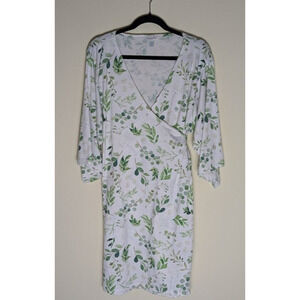 Caden Lane Women's One Size Floral Eucalyptus Wrap Style Maternity Robe Nursing